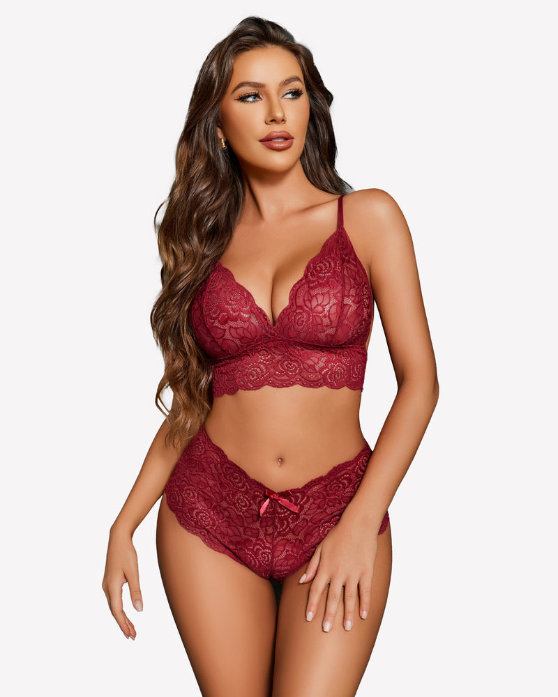 VELVET NOIR™ – Lace Robe Set