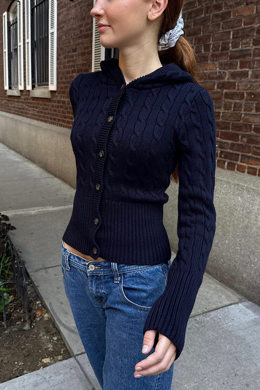 Cable Knit Cardigan Hoodie