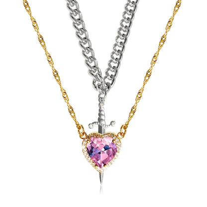 Dagger Heart Couples Necklace Set