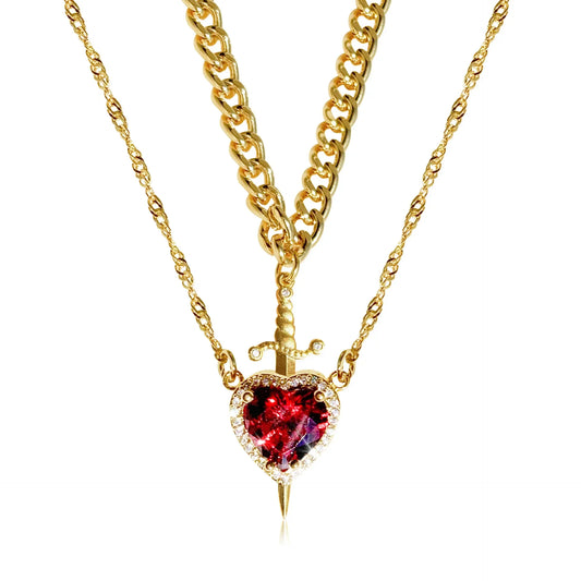 Dagger Heart Couples Necklace Set