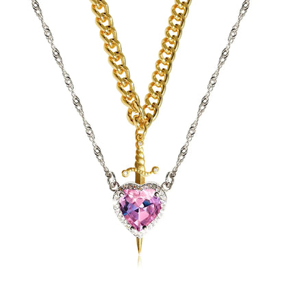 Dagger Heart Couples Necklace Set