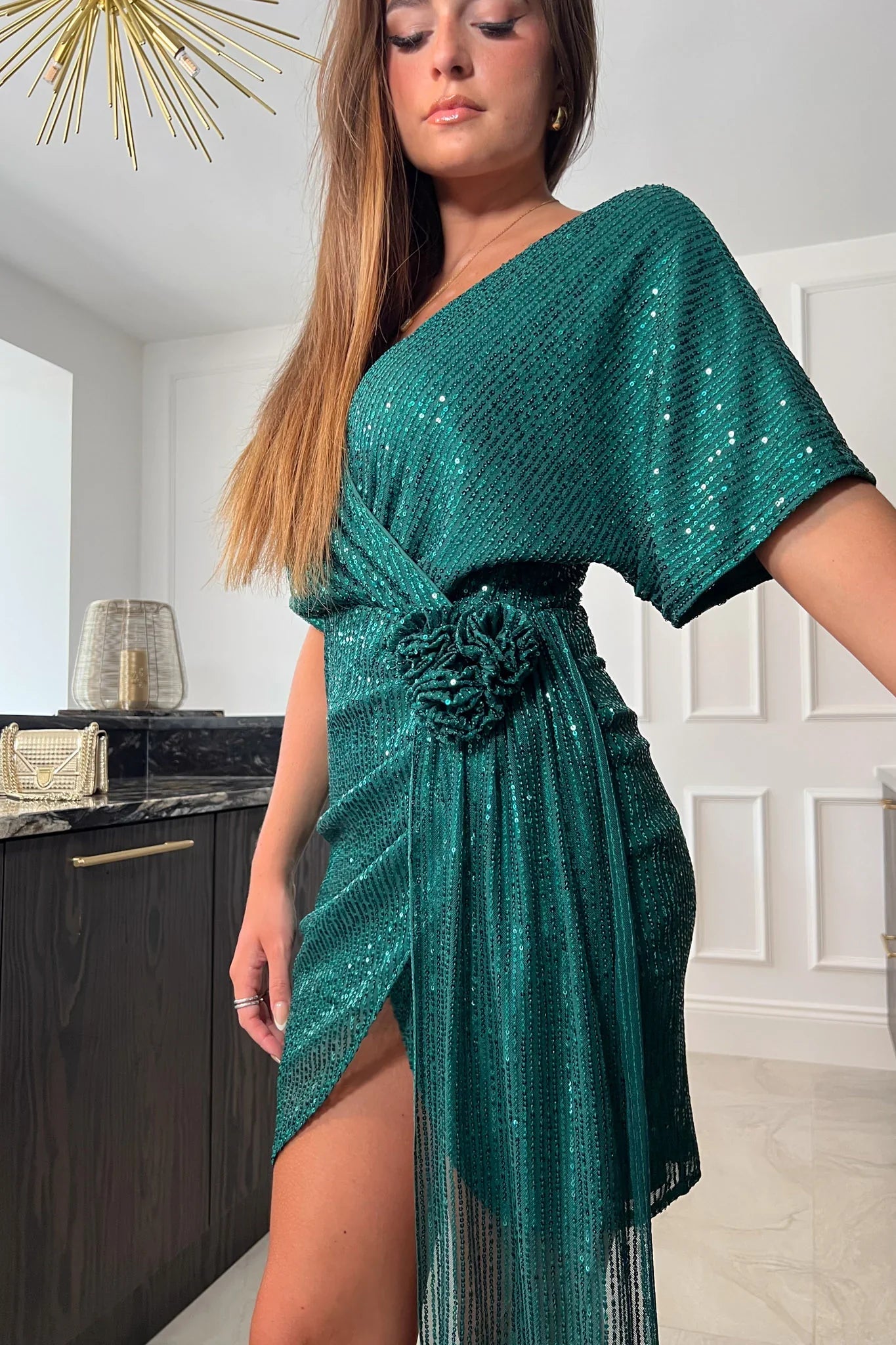 Glamora™ - Sequin Wrap Dress
