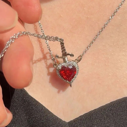 Dagger Heart Couples Necklace Set