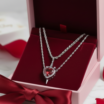 Dagger Heart Couples Necklace Set
